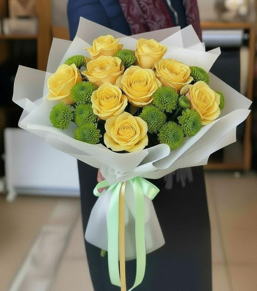 Букет цветов из: Хризантемы и Розы в Игумново