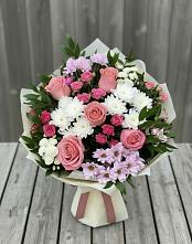 Букет цветов из:  Альстромерии, Гвоздики, Розы и Хризантемы в Игумново