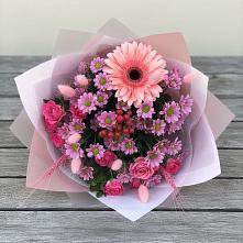 Букет цветов из:  Розы, Герберы и Хризантемы в Игумново