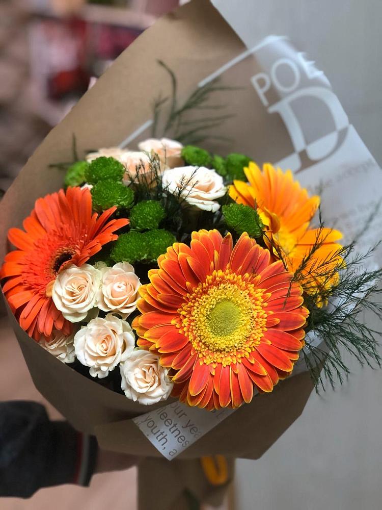 Букет цветов из: Герберы, Хризантемы и Розы в Игумново